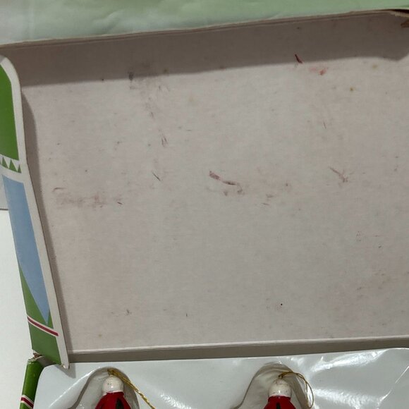 Vintage Christmas Ornament Set Wood Handcrafted 1983 Santa 4 Piece Box Tree 2.5" - Picture 13 of 16